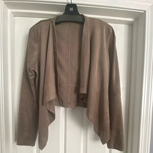 Faux suede open front jacket